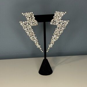 Nasty Gal Silver Lightning Bolt Earrings